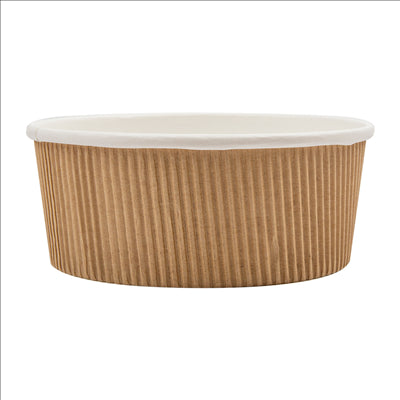 POTS DOUBLE PAROI, ONDULÉ 780 ML - 26 oz 280 + 250 + 18PE G/M2 Ø15/12,8x6 CM MARRON CARTON (250 UNITÉS)