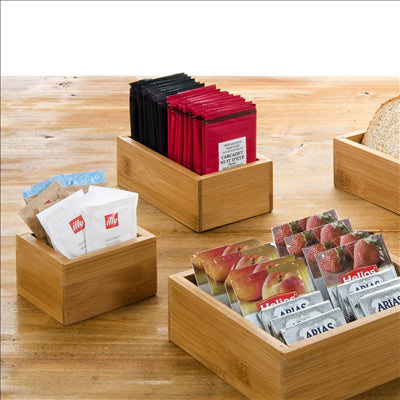 BOÎTE POUR BUFFET  15,5x15,5x5 CM NATUREL BAMBOU (6 UNITÉS)