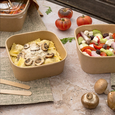 RÉCIPIENTS CARRÉS 1230 ML 320 + 26 PE G/M2 16,7x16,7x6,6 CM NATUREL KRAFT (300 UNITÉS)
