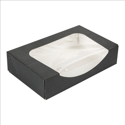 RÉCIPIENTS SUSHI+FÊNETRE 'THEPACK' 230 G/M2 + OPP 19,7x12x4,5 CM NOIR CARTON ONDULÉ NANO-MICRO (400 UNITÉS)