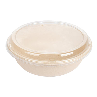 COMBO SALADIERS+COUVERCLES 'BIONIC' 950 ML Ø 19x7,8 CM NATUREL BAGASSE (200 UNITÉS)