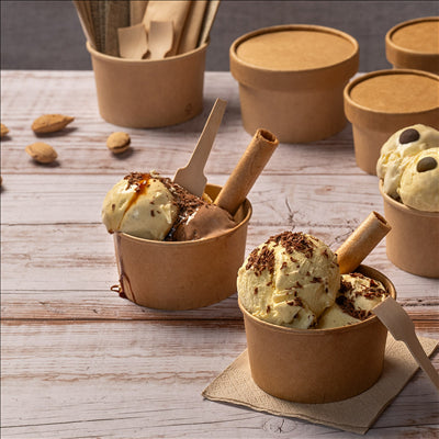 POTS À GLACES 120 ML 210 + 18 PE G/M2 Ø7,7x4,7 CM MARRON CARTON (2000 UNITÉS)