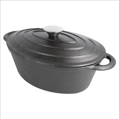 COCOTTE OVALE AVEC COUVERCLE 3500 ML 29(36)x21x10,9 CM NOIR FER (3 UNITÉS)