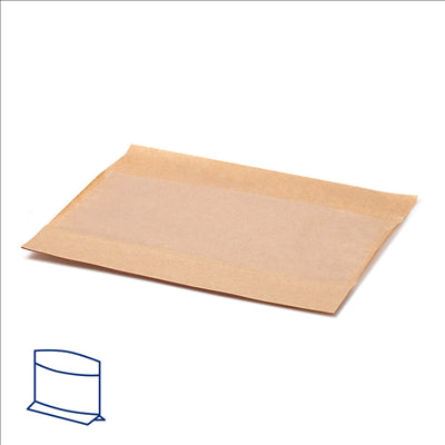 RÉCIPIENTS AVEC BASE ET FENÊTRE 'KANGOO PACK' 40 G/M2 + 15 PP 21+3x16/12 CM NATUREL KRAFT (100 UNITÉS)