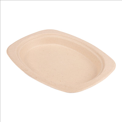 ASSIETTES OVALES 'BIONIC'  23,3x16,5x2 CM NATUREL BAGASSE (800 UNITÉS)