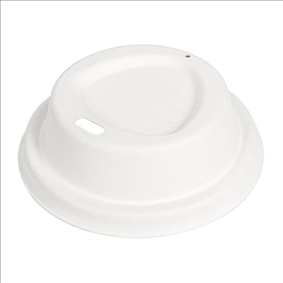 COUVERCLES POUR GOBELETS À CAFÉ 240 ML 'BIONIC'  Ø 8 CM BLANC BAGASSE (1000 UNITÉS)