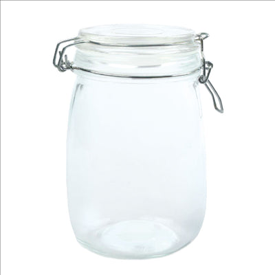 RÉCIPIENT STOCKAGE + FERMETURE CLIP 'WAKI GLASS' 1 L Ø 11x17 CM TRANSPARENT VERRE (12 UNITÉS)