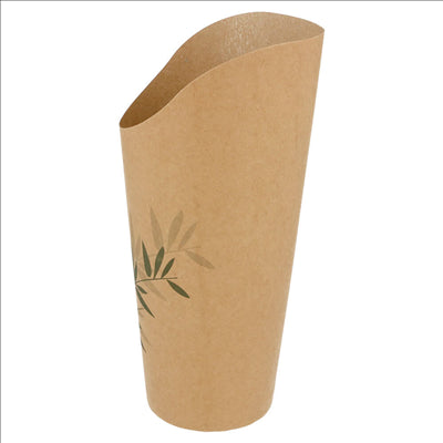 GOBELETS A FRITES OUVERTS 'FEEL GREEN' 22 OZ - 660 ML 200 + 25PE G/M2 Ø8,5x18 CM MARRON CARTON (50 UNITÉS)