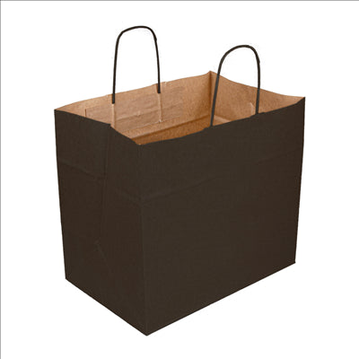 SACS SOS TRAITEUR AVEC ANSES  90 G/M2 32+21x28,5 CM NOIR KRAFT (250 UNITÉS)