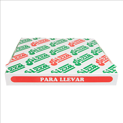 BOÎTES PIZZA 'THEPACK' 330 G/M2 32x32x3,8 CM BLANC CARTON ONDULÉ MICROCANAL (100 UNITÉS)