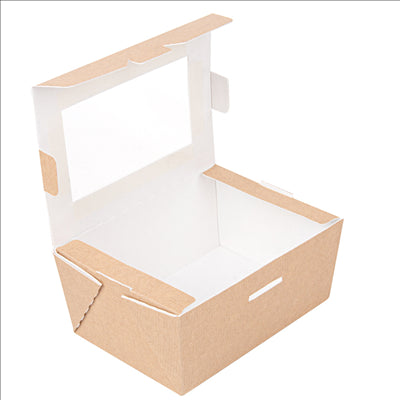 BOÎTES AVEC FENÊTRE 'THEPACK' 500 ML 220 G/M2 + OPP 8,5x12x5,5 CM NATUREL CARTON ONDULÉ NANO-MICRO (400 UNITÉS)