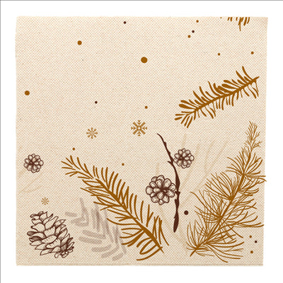 SERVIETTES "DOUBLE POINT" ECOLABEL 'WINTER' 19 G/M2 40x40 CM NATUREL OUATE RECYCLÉE (1200 UNITÉS)