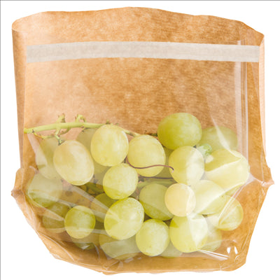 RÉCIPIENTS AVEC BASE ET FENÊTRE AUTO FERMETURE 'TURTLE PACK' 50 G/M2 + 15 PP 20+4/4x15 CM NATUREL KRAFT (100 UNITÉS)