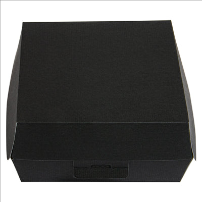 BOÎTES HAMBURGER 'THEPACK' 230 G/M2 17,6x16,8x7,8 CM (XL WIDER) NOIR CARTON ONDULÉ NANO-MICRO (300 UNITÉS)