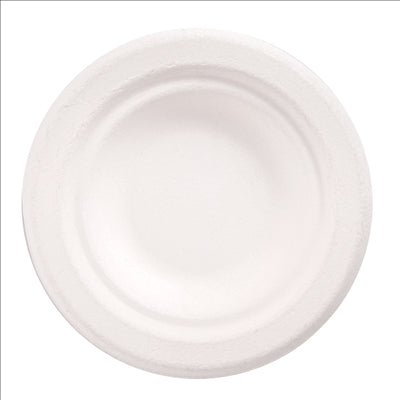 ASSIETTES 'BIONIC'  Ø9,5x1,5 CM BLANC BAGASSE (1000 UNITÉS)