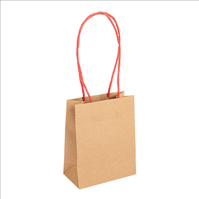 SACS SOS AVEC ANSES EN PAPIER ROUGE  110 G/M2 12+6,5x15 CM NATUREL KRAFT (100 UNITÉS)