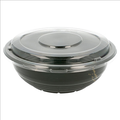 BOLS + COUVERCLES 900 ML Ø 18,6x6,1 CM NOIR PP (400 UNITÉS)