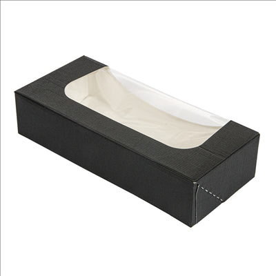 RÉCIPIENTS SUSHI+FÊNETRE 'THEPACK' 230 G/M2 + OPP 19,7x9x4,5 CM NOIR CARTON ONDULÉ NANO-MICRO (400 UNITÉS)