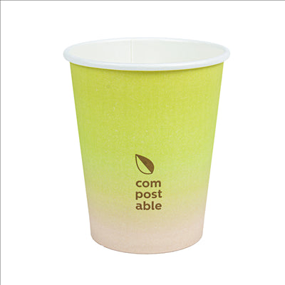 GOBELETS BOISSONS FROIDES ET CHAUDES 1 PAROI 'COMPOSTABLE GRADIENT' 240 ML 280 G/M2 Ø8/5,6x9,2 CM BLANC CARTON (1000 UNITÉS)