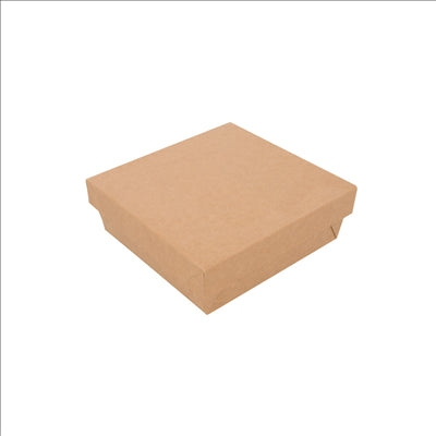 PETITES BOÎTES+COUVERCLES 'THEPACK' 750 ML 220 G/M2 + 12PP 14x14x5 CM NATUREL CARTON ONDULÉ NANO-MICRO (250 UNITÉS)