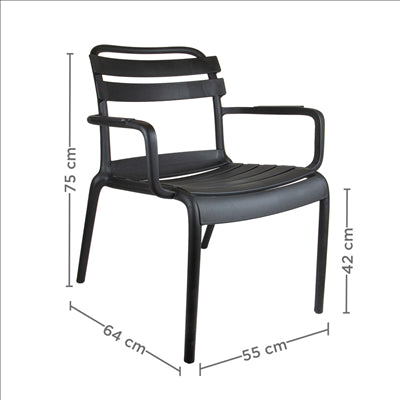 CHAISE EMPILABLE 'SUPRA-TEK'  55x64x75 CM NOIR PP (4 UNITÉS)