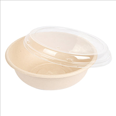 COMBO SALADIERS+COUVERCLES 'BIONIC' 950 ML Ø 19x7,8 CM NATUREL BAGASSE (200 UNITÉS)