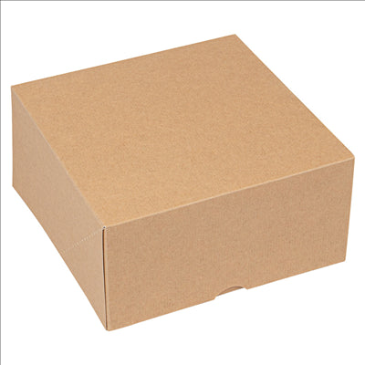 BOÎTES PATISSERIES SANS FENÊTRE 'THEPACK' 240 G/M2 16x16x8 CM NATUREL CARTON ONDULÉ NANO-MICRO (200 UNITÉS)