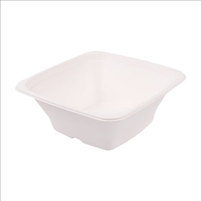 BOLS CARRÉS 'BIONIC' 950 ML 18x18x7 CM BLANC BAGASSE (400 UNITÉS)