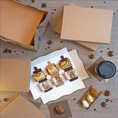 PLATEAUX + COUVERCLE 'THEPACK' 240 G/M2 32x27x4 CM NATUREL CARTON ONDULÉ NANO-MICRO (150 UNITÉS)