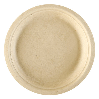 ASSIETTES 'BIONIC'  Ø 18x1,8 CM NATUREL BAGASSE (1000 UNITÉS)