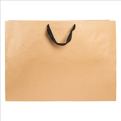 SACS SOS AVEC ANSES EN COTON NOIR  110 G/M2 60+18x42 CM NATUREL KRAFT (50 UNITÉS)