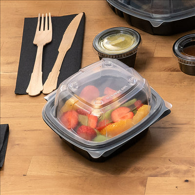 RÉCIPIENTS AVEC COUVERCLE CHARNIÈRE MICRO-ONDABLES 468 ML 15,1x15,7x8,3 CM NOIR PP (180 UNITÉS)