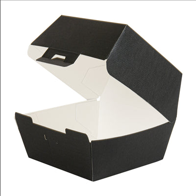 BOÎTES HAMBURGER 'THEPACK' 230 G/M2 13x12,5x9 CM (M) NOIR CARTON ONDULÉ NANO-MICRO (500 UNITÉS)