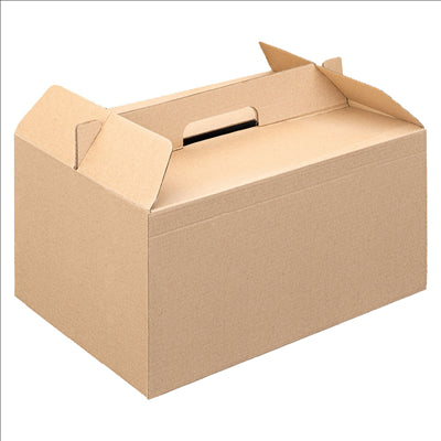 BOÎTES TRANSPORT DE REPAS 'THEPACK' 330 G/M2 28x20x15 CM NATUREL CARTON ONDULÉ MICROCANAL (100 UNITÉS)