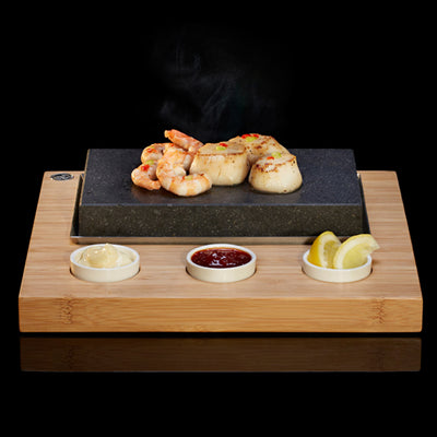 CHICAGO LAVA STONE 20x12 CM / BASE 27x25 CM + 3 RÉCIPIENTS (4 UNITÉS)