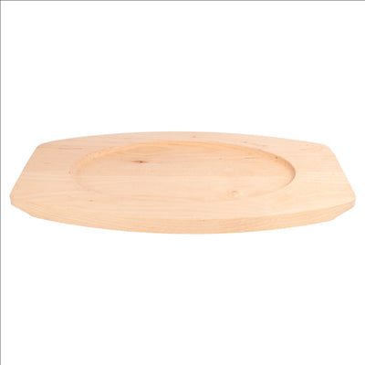 ASSIETTE CHAMPÊTRE OVALE + SUPPORT EN BOIS  27x18x2 CM NOIR FER (8 UNITÉS)
