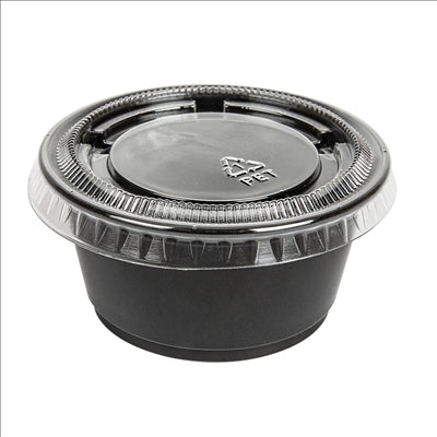 50 PETITS POTS + 50 COUVERCLES 60 ML Ø6,2x3,2 CM NOIR PP (24 UNITÉS)