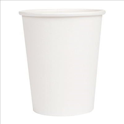 GOBELETS BOISSONS CHAUDES 1 PAROI 240 ML 280 + 18 PE G/M2 Ø8/5,6x9,2 CM BLANC CARTON (1000 UNITÉS)