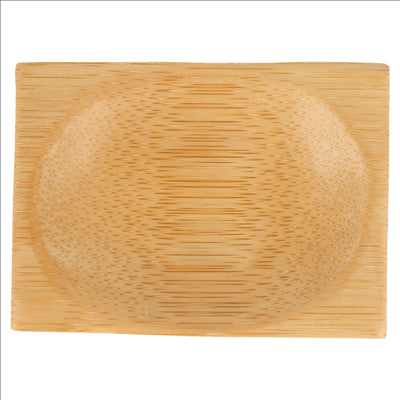 MINI ASSIETTES RECTANGULAIRES  6x8 CM NATUREL BAMBOU (24 UNITÉS)