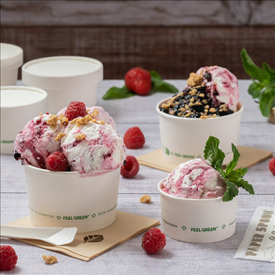 POTS À GLACES 'COMPOSTABLE' 300 ML 250 G/M2 Ø10x5,5 CM BLANC CARTON (2000 UNITÉS)