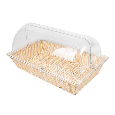 CORBEILLE SIMILAIRE OSIER AVEC COUPOLE GN 1/1   BEIGE PP (1 UNITÉ)