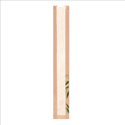 SACHETS PAIN ROND AVEC FENÊTRE ECO 'FEEL GREEN' 32 G/M2 9+6x60 CM NATUREL KRAFT (250 UNITÉS)