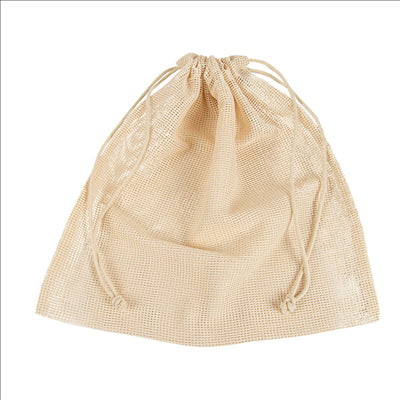 SACS FILET RÉUTILISABLES  33x33 CM BEIGE COTON (25 UNITÉS)