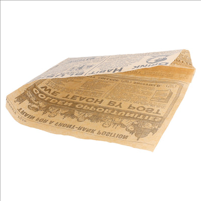 PAPIER INGRAISSABLES OUVERT 2 CÔTÉS FAST FOOD 'TIMES' 32 G/M2 16x16,5 CM NATUREL PARCH.INGRAISSABLE (500 UNITÉS)