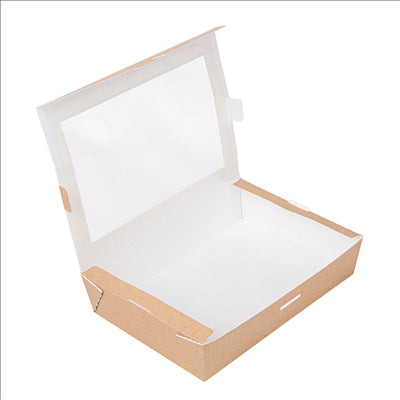 BOÎTES AVEC FENÊTRE 'THEPACK' 1470 ML 220 G/M2 + OPP 19,8x14x4,8 CM NATUREL CARTON ONDULÉ NANO-MICRO (200 UNITÉS)