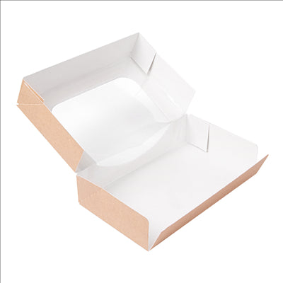 RÉCIPIENTS SUSHI+FÊNETRE 'THEPACK' 220 G/M2 + OPP 19,7x12x4,5 CM MARRON CARTON ONDULÉ NANO-MICRO (400 UNITÉS)