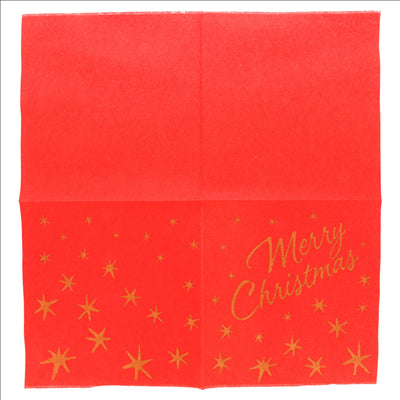 SERVIETTES "DOUBLE POINT" 'MERRY CHRISTMAS' 18 G/M2 40x40 CM ROUGE OUATE (1200 UNITÉS)