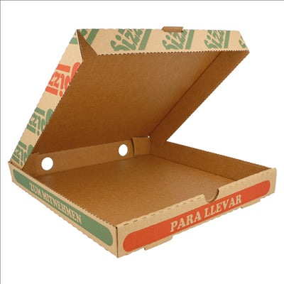 BOÎTES PIZZA MICROCANNELURE 100% VIERGE  310 G/M2 24x24x3 CM NATUREL CARTON (100 UNITÉS)