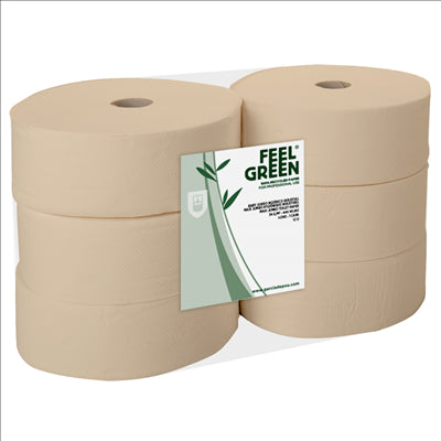 HYGIÉNIQUE "MAXI JUMBO" ECOLABEL 2 PLIS - 1KG  17 G/M2 Ø 26x9,5 CM NATUREL PAPIER RECYCLÉ (6 UNITÉS)