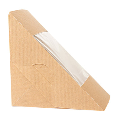 BOÎTES SANDWICH AVEC FENÊTRE - TRIPLE 'THEPACK' 220 G/M2 + OPP 12,4x12,4x8,3 CM NATUREL CARTON ONDULÉ NANO-MICRO (500 UNITÉS)